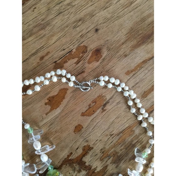 Vintage Fresh Water Pearl 2 Layered Glass Necklace - Picture 3 of 5